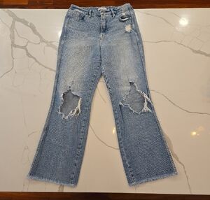 Good American Good Curve High Waisted Distressed Blue Jeans Womens Size 8